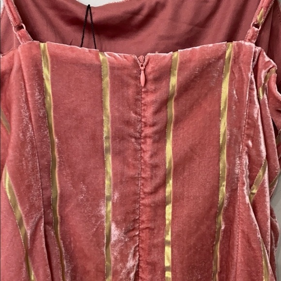 Lost+Wander pink and gold striped velvet dress M. - Picture 9 of 12
